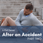 A male has just fallen down a flight of stairs